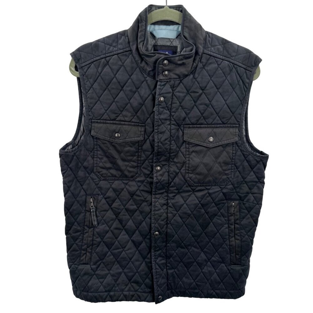 Johnnie-O Quilted Vest Night Shadow Snap Front Mens S
